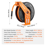 VEVOR Gaisa šļūtenes spole, ievelkama, 9,53 mm, 20 m, hibrīda, ar korpusu, 20 bar / 300 PSI