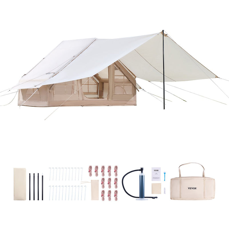 VEVOR inflatable tent for camping 3-5 persons, glamping tent with pump and awning