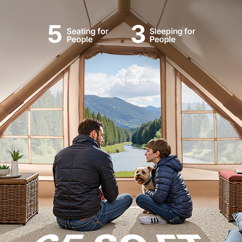 VEVOR inflatable tent for camping 3-5 persons, glamping tent with pump and awning