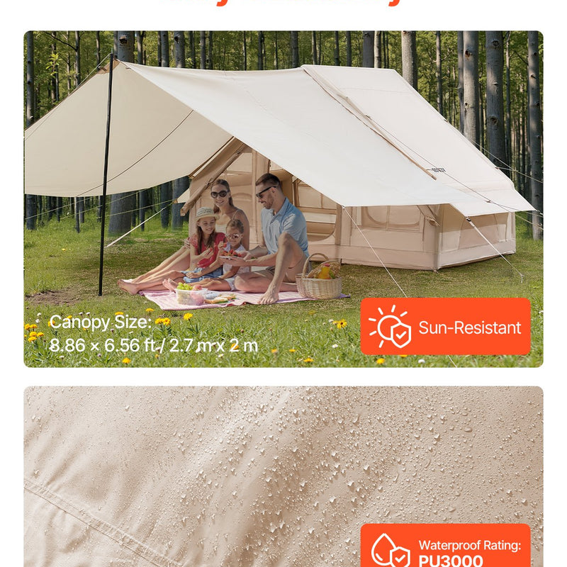 VEVOR inflatable tent for camping 3-5 persons, glamping tent with pump and awning