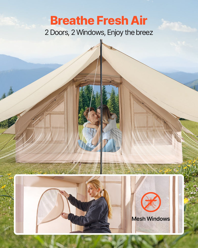 VEVOR inflatable tent for camping 3-5 persons, glamping tent with pump and awning