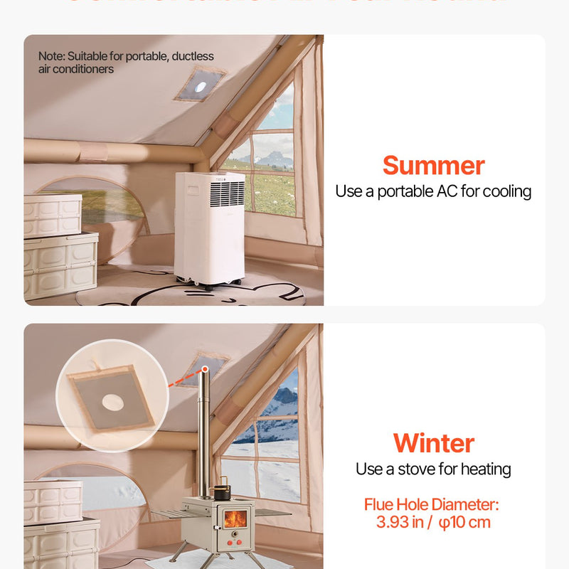 VEVOR inflatable tent for camping 3-5 persons, glamping tent with pump and awning