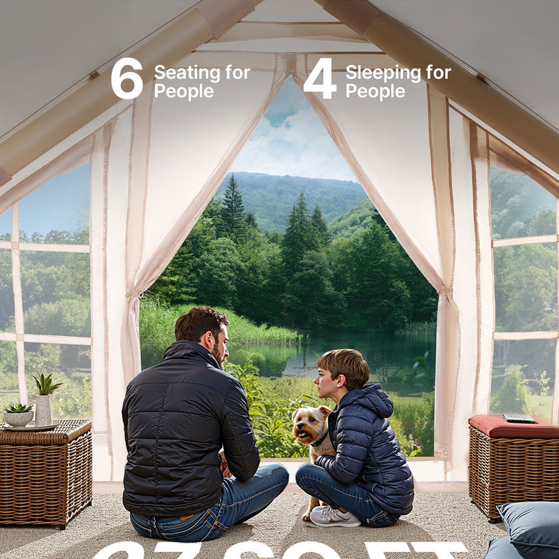 VEVOR inflatable tent for 4-6 persons, glamping tent with pump, easy to set up