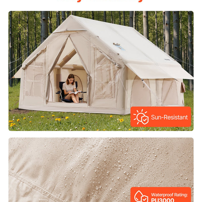 VEVOR inflatable tent for 4-6 persons, glamping tent with pump, easy to set up
