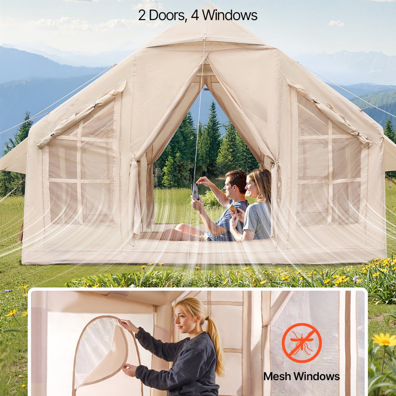 VEVOR inflatable tent for 4-6 persons, glamping tent with pump, easy to set up