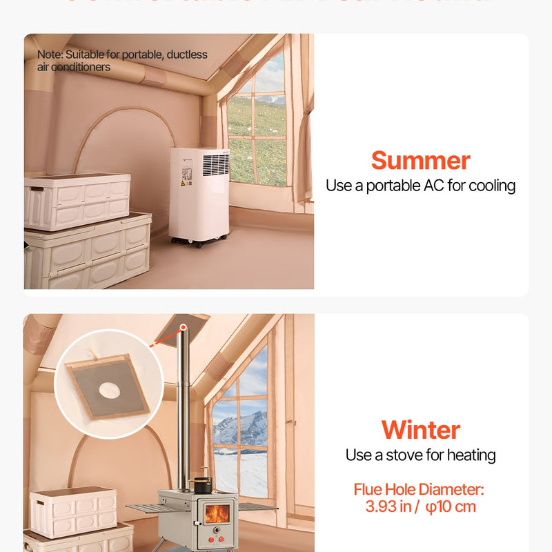 VEVOR inflatable tent for 4-6 persons, glamping tent with pump, easy to set up