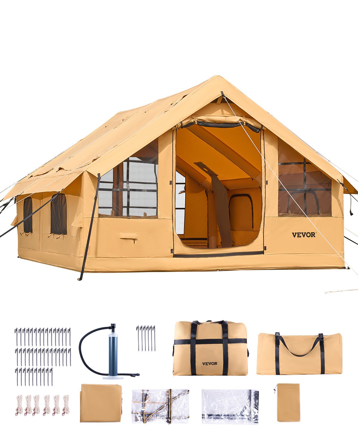 VEVOR täispuhutav telk telkimiseks 5-8 inimesele, glamping telk koos pumbaga, lihtne püstitada