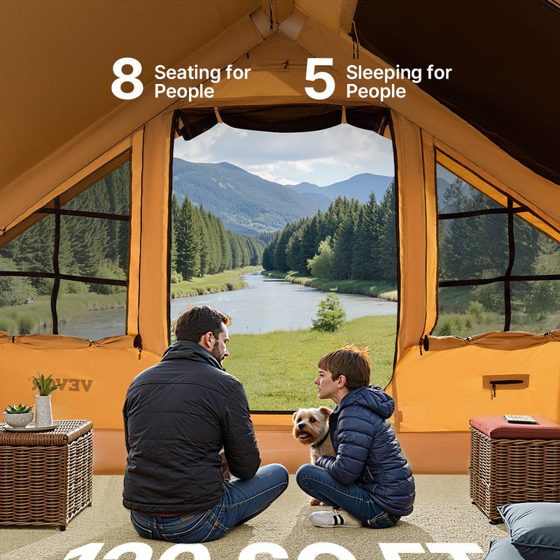 VEVOR inflatable tent for camping 5-8 persons, glamping tent with pump, easy to set up