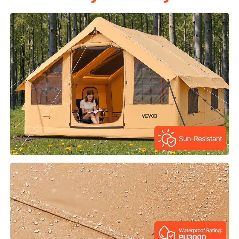 VEVOR inflatable tent for camping 5-8 persons, glamping tent with pump, easy to set up
