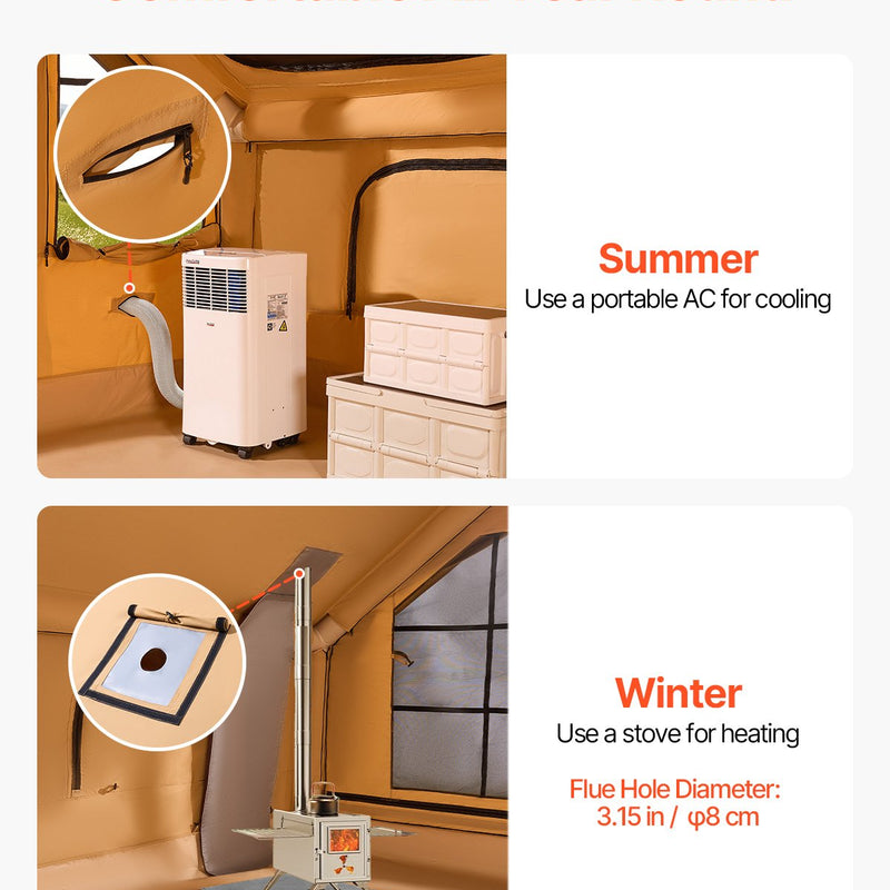 VEVOR inflatable tent for camping 5-8 persons, glamping tent with pump, easy to set up