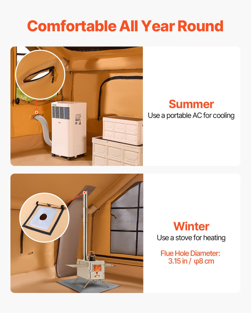 VEVOR inflatable tent for camping 5-8 persons, glamping tent with pump, easy to set up