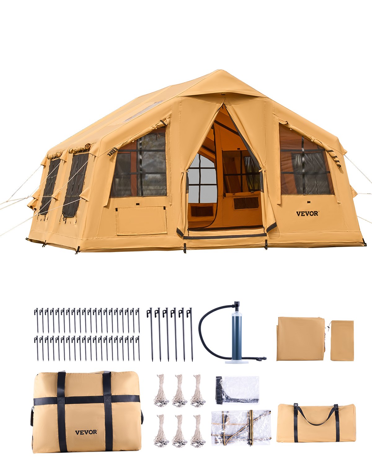 VEVOR täispuhutav telk telkimiseks 8-12 inimesele, glamping telk koos pumbaga, lihtne püstitada