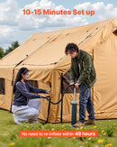 VEVOR piepūšamā telts kempingam 8–12 personām, glampinga telts ar pumpi, viegli uzstādāma