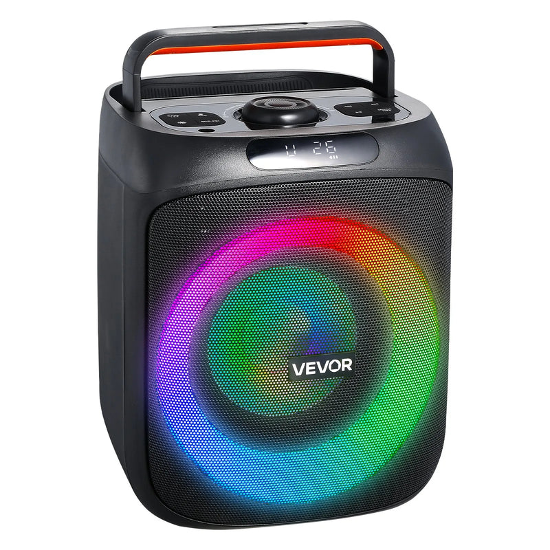 VEVOR karaoke sistēma pieaugušajiem, 30 W, 6.5'' pārnēsājamais Bluetooth skaļrunis ar 2 bezvadu mikrofoniem, LED apgaismojumu, TWS funkciju un rokturi; atbalsta micro TF karti, USB un AUX