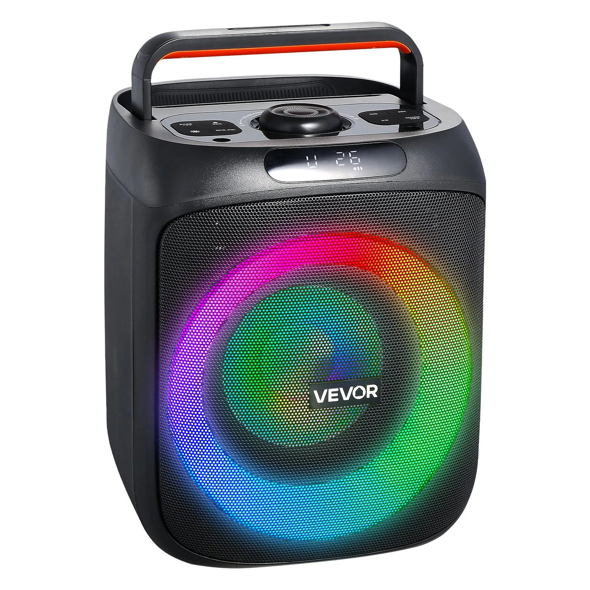 VEVOR karaoke sistēma pieaugušajiem, 30 W, 6.5'' pārnēsājamais Bluetooth skaļrunis ar 2 bezvadu mikrofoniem, LED apgaismojumu, TWS funkciju un rokturi; atbalsta micro TF karti, USB un AUX