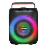 VEVOR karaoke sistēma pieaugušajiem, 30 W, 6.5'' pārnēsājamais Bluetooth skaļrunis ar 2 bezvadu mikrofoniem, LED apgaismojumu, TWS funkciju un rokturi; atbalsta micro TF karti, USB un AUX