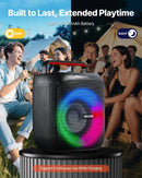 VEVOR karaoke sistēma pieaugušajiem, 30 W, 6.5'' pārnēsājamais Bluetooth skaļrunis ar 2 bezvadu mikrofoniem, LED apgaismojumu, TWS funkciju un rokturi; atbalsta micro TF karti, USB un AUX