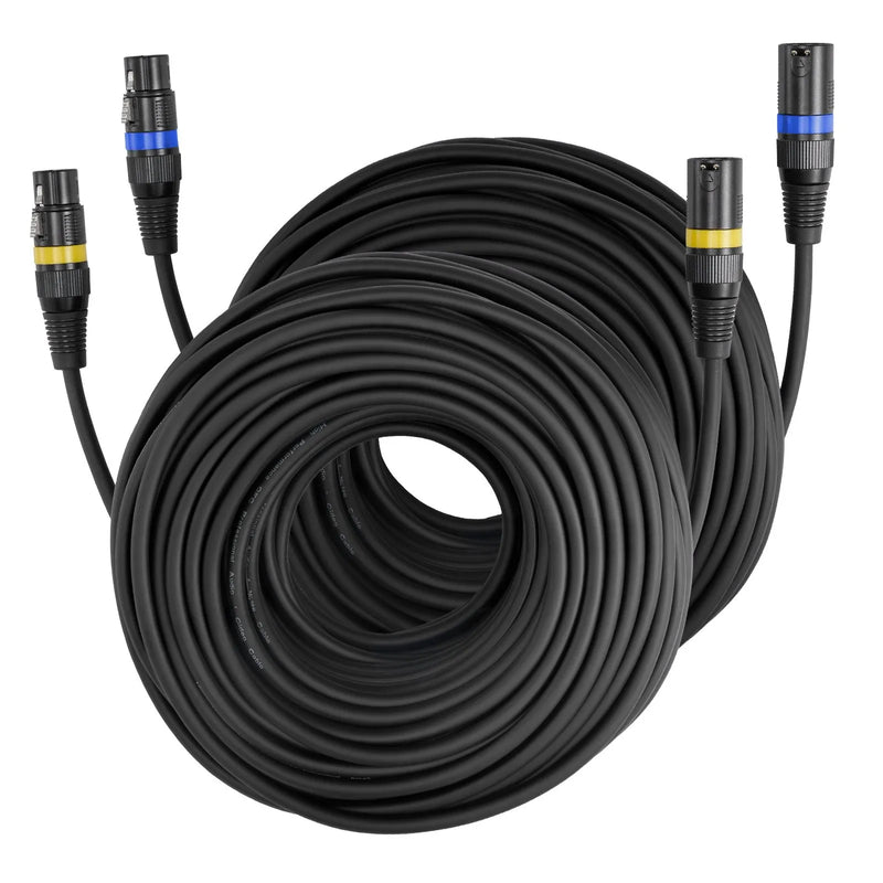 VEVOR XLR kabelis 30,48 m, 2 gab., ekranēts balansēts DMX 3-pin vīriešu–sieviešu mikrofona kabelis ar apzeltītiem kontaktiem, skatuves apgaismojumam, mikrofoniem, pastiprinātājiem, mikseriem un skaļruņu sistēmām