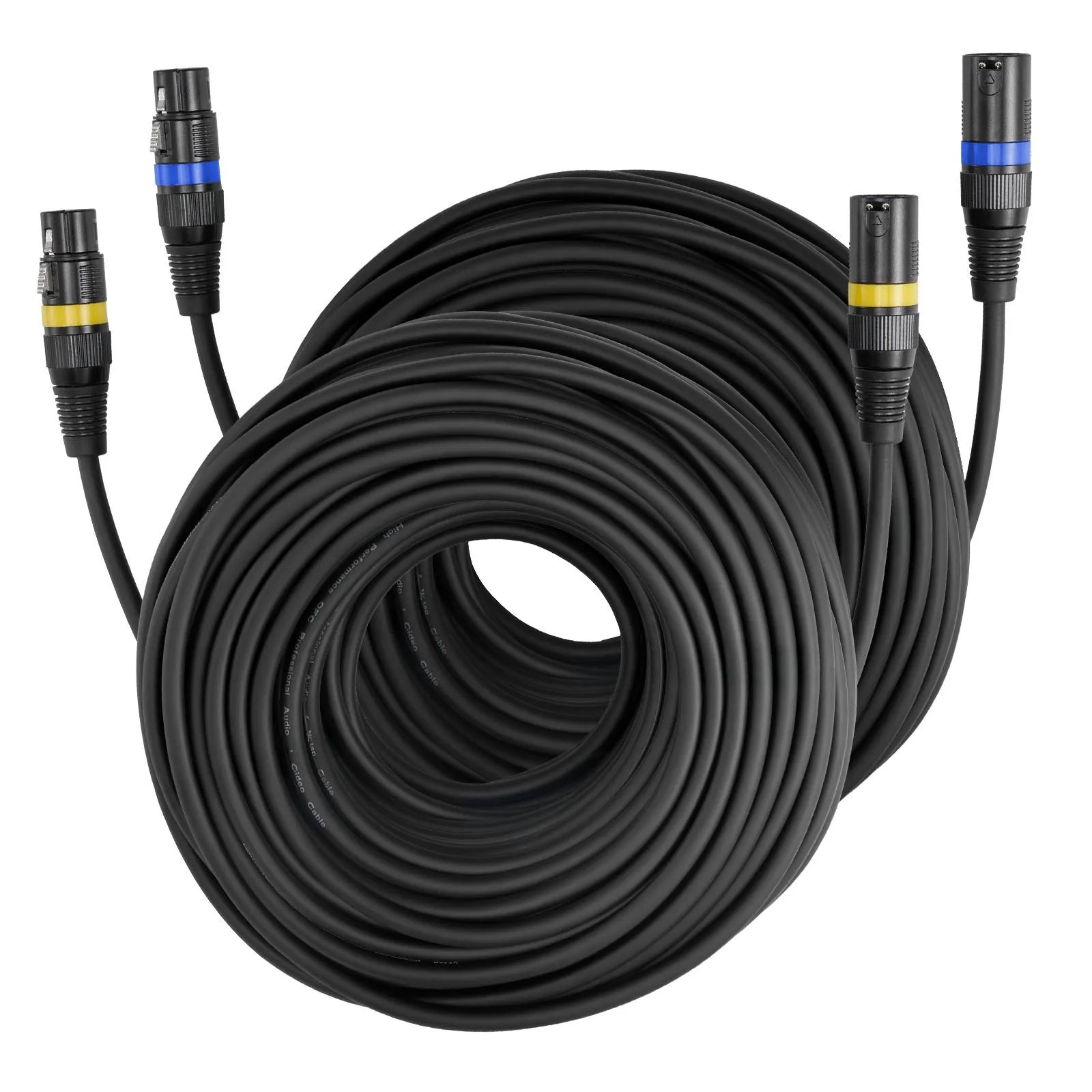 VEVOR XLR kabelis 30,48 m, 2 gab., ekranēts balansēts DMX 3-pin vīriešu–sieviešu mikrofona kabelis ar apzeltītiem kontaktiem, skatuves apgaismojumam, mikrofoniem, pastiprinātājiem, mikseriem un skaļruņu sistēmām
