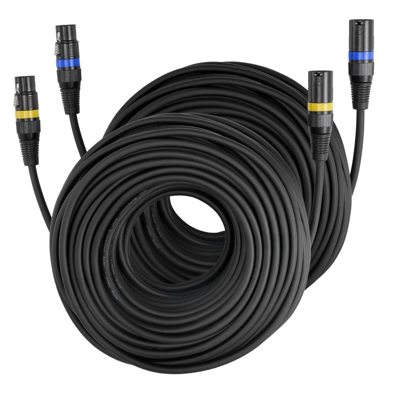 VEVOR XLR kabelis 30,48 m, 2 gab., ekranēts balansēts DMX 3-pin vīriešu–sieviešu mikrofona kabelis ar apzeltītiem kontaktiem, skatuves apgaismojumam, mikrofoniem, pastiprinātājiem, mikseriem un skaļruņu sistēmām