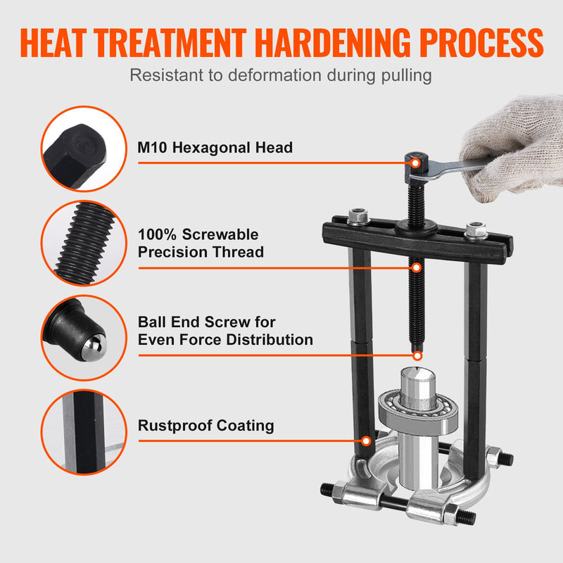 VEVOR 14 gab. gultņu izvilkšanas komplekts, 5 tonnu gultņu atdalītājs, zobratu un riteņu gultņu noņemšanas komplekts ar 5,08 cm un 7,62 cm žokļiem, riteņu rumbas un ass izvilkšanas komplekts, izturīgs gultņu dalītāja rīku komplekts ar koferi.