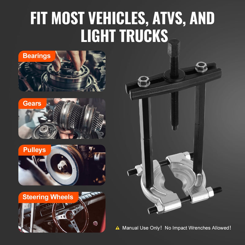 VEVOR 14 gab. gultņu izvilkšanas komplekts, 5 tonnu gultņu atdalītājs, zobratu un riteņu gultņu noņemšanas komplekts ar 5,08 cm un 7,62 cm žokļiem, riteņu rumbas un ass izvilkšanas komplekts, izturīgs gultņu dalītāja rīku komplekts ar koferi.