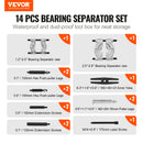 VEVOR 14 gab. gultņu izvilkšanas komplekts, 5 tonnu gultņu atdalītājs, zobratu un riteņu gultņu noņemšanas komplekts ar 5,08 cm un 7,62 cm žokļiem, riteņu rumbas un ass izvilkšanas komplekts, izturīgs gultņu dalītāja rīku komplekts ar koferi.