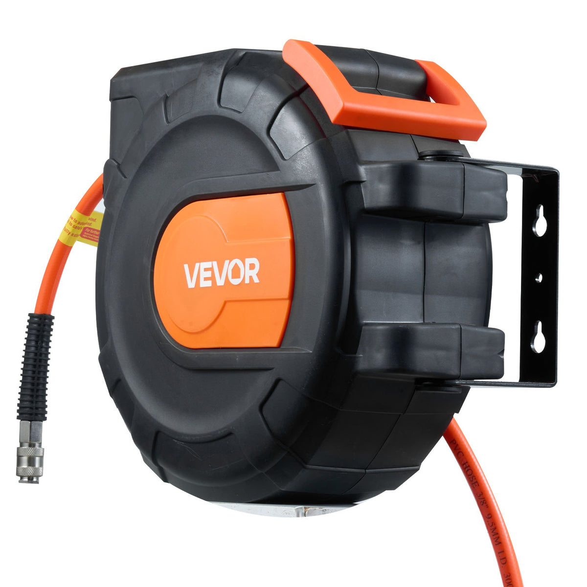 VEVOR automātiski uztinams gaisa šļūtenes rullis, 15 m × 9,5 mm PVC gaisa šļūtene, maks. spiediens 20,7 bar, slēgts gaisa kompresora šļūtenes rullis ar automātisko uztīšanu, 1 m pievades šļūtene, 180° grozāma sienas/griestu montāža garāžām un darbnīcām