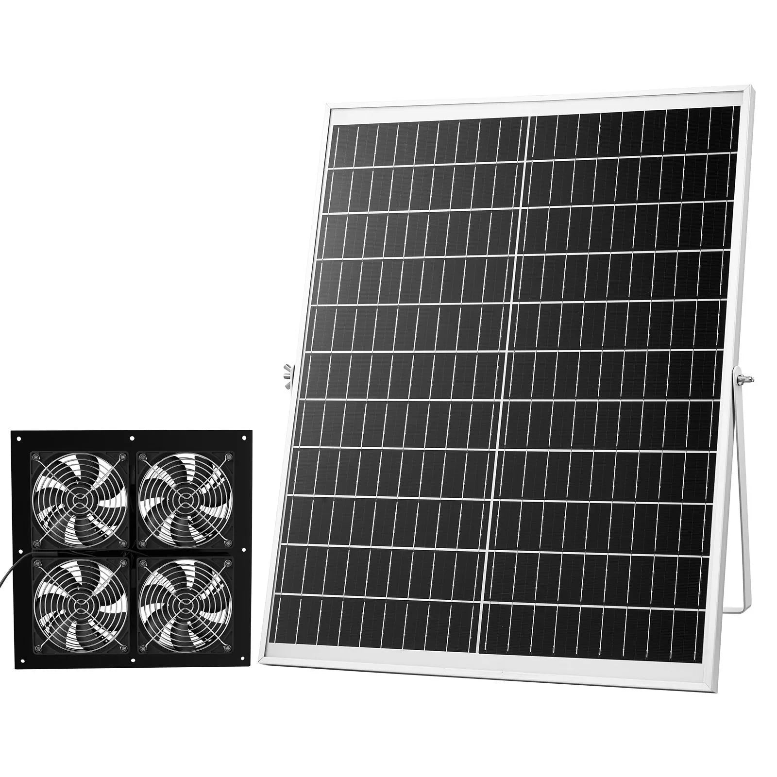 VEVOR saules enerģijas ventilators ar 25 W saules paneli un 4 ventilatoriem, regulējams paneļa leņķis, 2668 apgr./min, elastīga uzstādīšana, ātra gaisa apmaiņa siltumnīcām, audzēšanas teltīm un mājputnu novietnēm