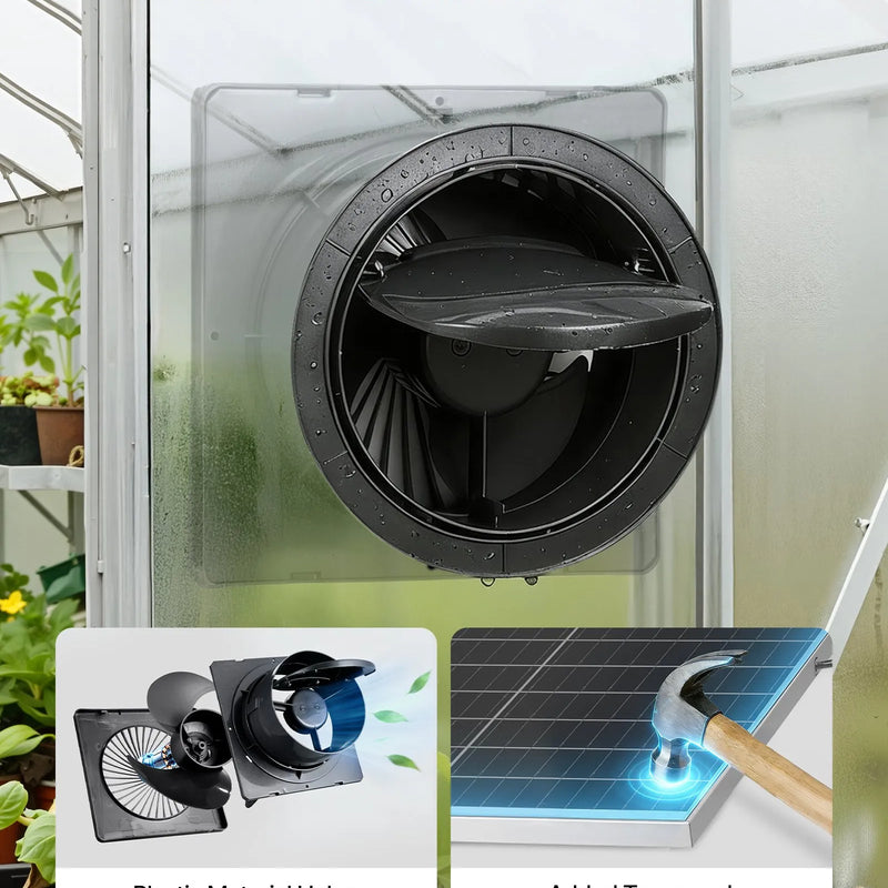 VEVOR saules paneļa ventilators 25 W ar 374 m³/h gaisa plūsmu, regulējams paneļa leņķis, 2030 apgr./min, elastīga uzstādīšana siltumnīcām, audzēšanas teltīm, vistu kūtīm un nojumēm