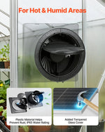 VEVOR saules paneļa ventilators 25 W ar 374 m³/h gaisa plūsmu, regulējams paneļa leņķis, 2030 apgr./min, elastīga uzstādīšana siltumnīcām, audzēšanas teltīm, vistu kūtīm un nojumēm