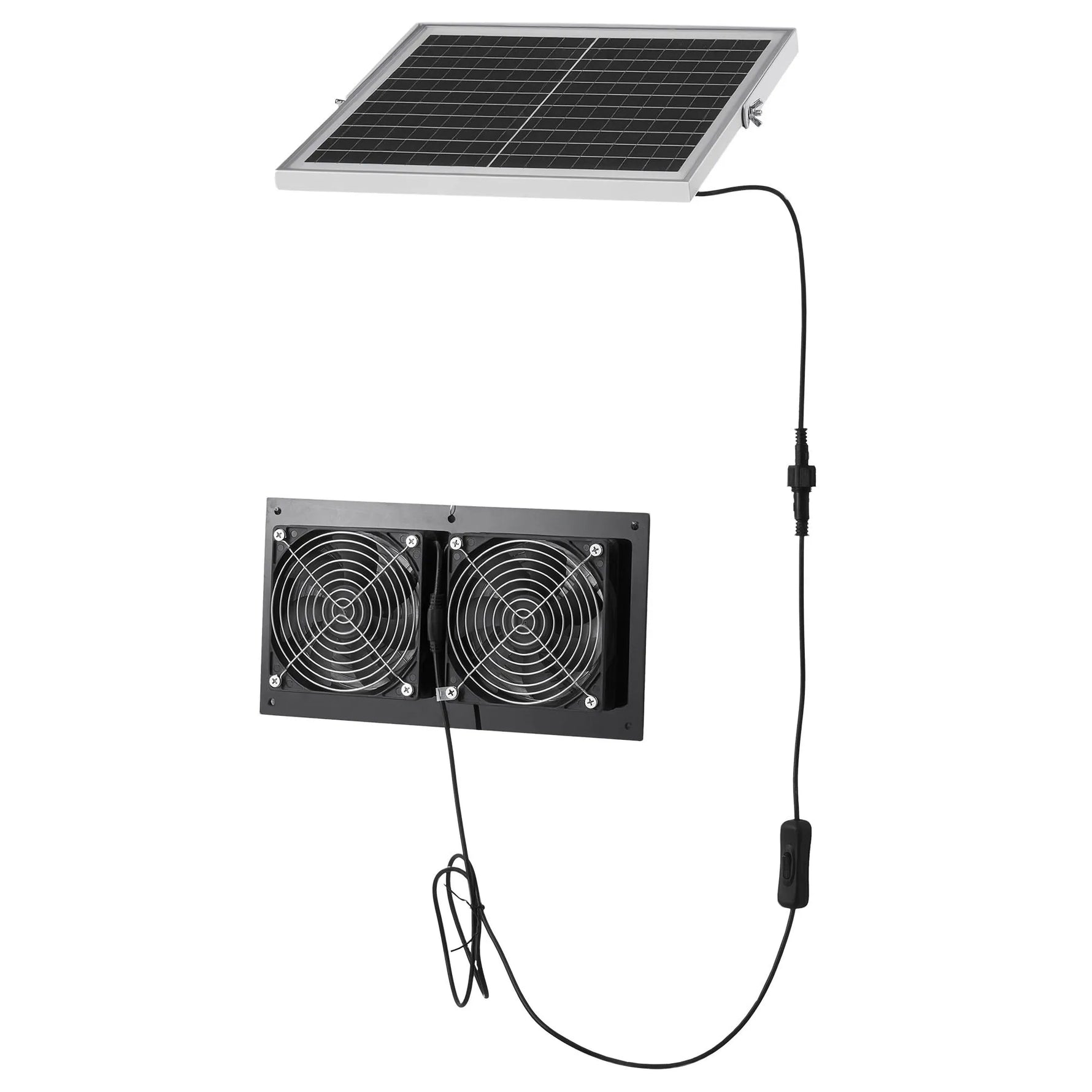 VEVOR saules enerģijas ventilators ar 15 W saules paneli un 2 ventilatoriem, regulējams paneļa leņķis, 2668 apgr./min, elastīga uzstādīšana, ātra gaisa apmaiņa siltumnīcām, audzēšanas teltīm un mājputnu novietnēm