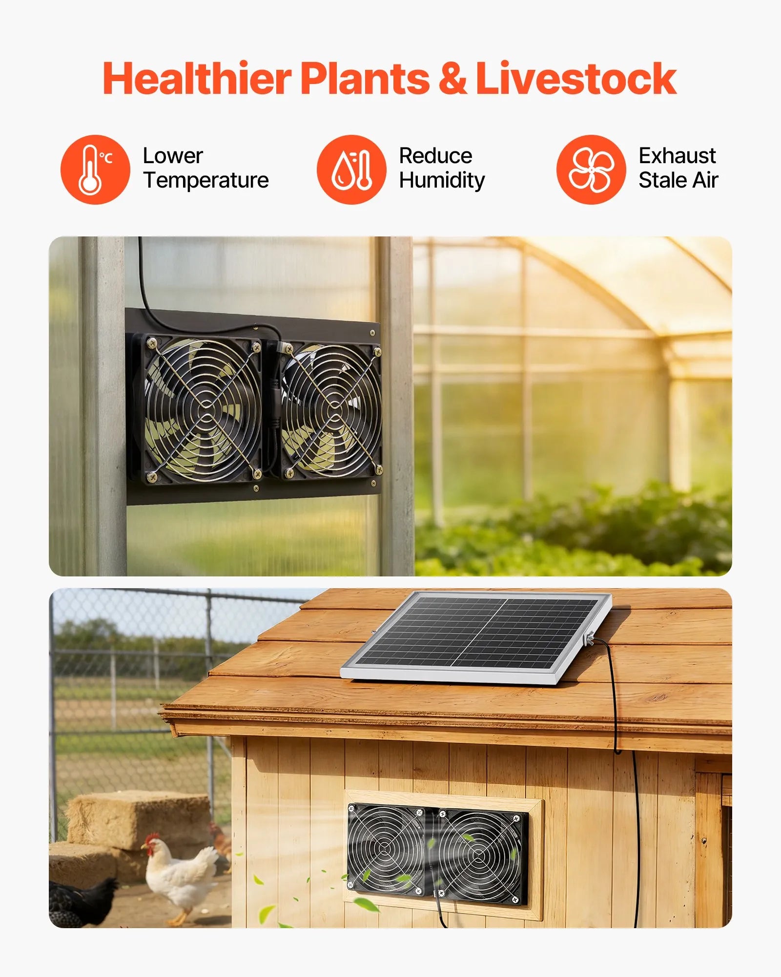 VEVOR saules enerģijas ventilators ar 15 W saules paneli un 2 ventilatoriem, regulējams paneļa leņķis, 2668 apgr./min, elastīga uzstādīšana, ātra gaisa apmaiņa siltumnīcām, audzēšanas teltīm un mājputnu novietnēm
