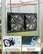VEVOR saules enerģijas ventilators ar 15 W saules paneli un 2 ventilatoriem, regulējams paneļa leņķis, 2668 apgr./min, elastīga uzstādīšana, ātra gaisa apmaiņa siltumnīcām, audzēšanas teltīm un mājputnu novietnēm