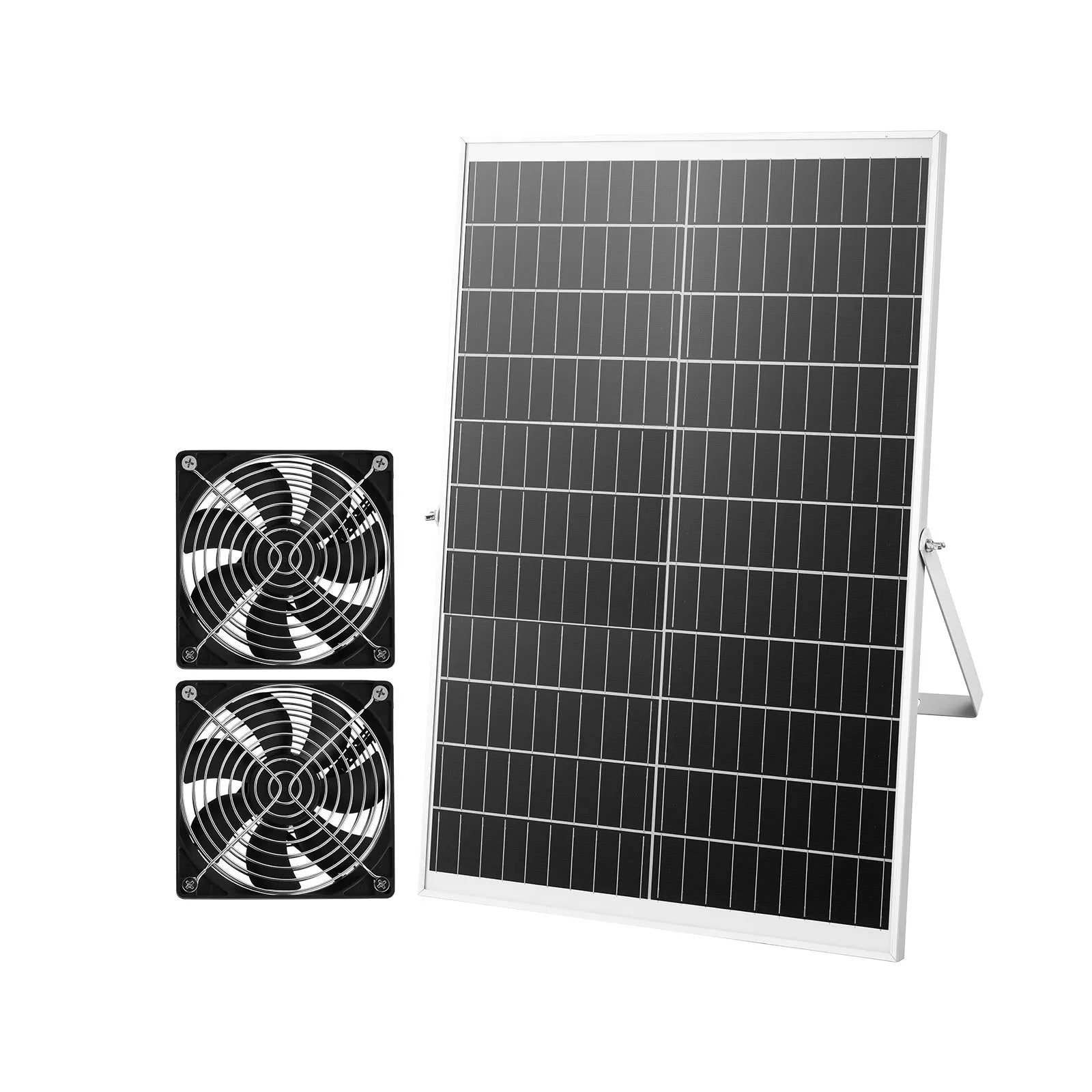 VEVOR saules paneļa ventilatoru komplekts 30 W ar 2 ventilatoriem, regulējams paneļa leņķis, 2668 apgr./min, elastīga uzstādīšana siltumnīcām, audzēšanas teltīm, vistu kūtīm un nojumēm