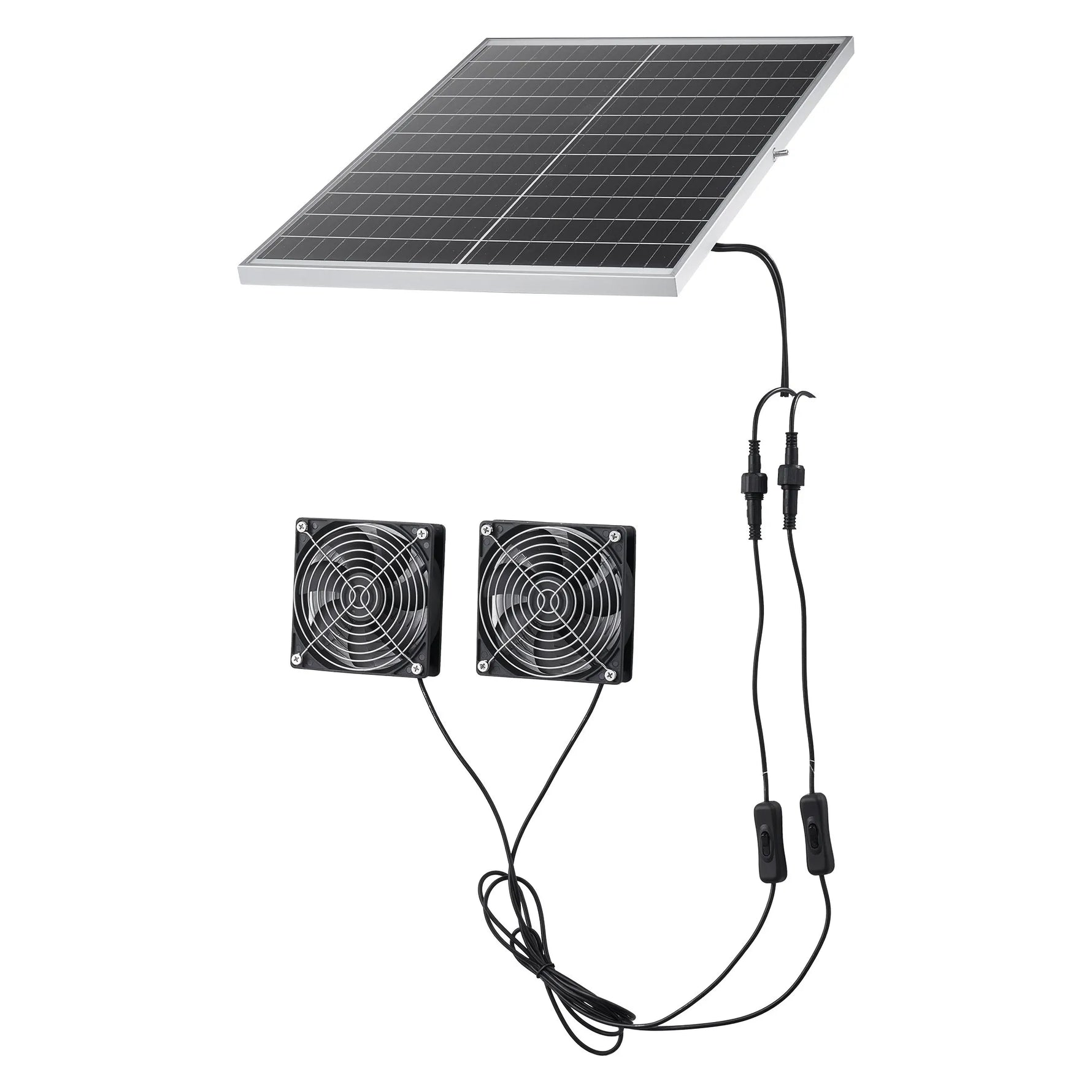 VEVOR saules paneļa ventilatoru komplekts 30 W ar 2 ventilatoriem, regulējams paneļa leņķis, 2668 apgr./min, elastīga uzstādīšana siltumnīcām, audzēšanas teltīm, vistu kūtīm un nojumēm