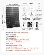 VEVOR saules paneļa ventilatoru komplekts 30 W ar 2 ventilatoriem, regulējams paneļa leņķis, 2668 apgr./min, elastīga uzstādīšana siltumnīcām, audzēšanas teltīm, vistu kūtīm un nojumēm