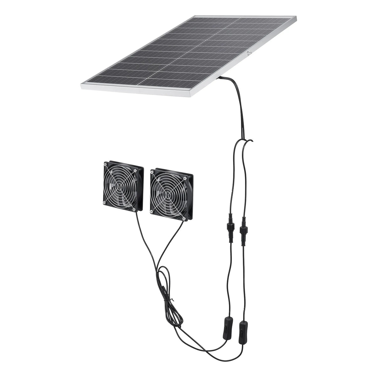 VEVOR saules paneļa ventilatoru komplekts 30 W ar 2 ventilatoriem, regulējams paneļa leņķis, 2668 apgr./min, elastīga uzstādīšana siltumnīcām, audzēšanas teltīm, vistu kūtīm un nojumēm