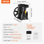 VEVOR gaisa kompresora sūkņa galva 3 HP, 5,8 CFM @ 90 PSI, divcilindru virzuļu tips