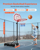 VEVOR pārnēsājams basketbola statīvs ar regulējamu augstumu 1,6–2,1 m, bērnu basketbola grozs ar neilona tīklu un riteņiem, pārnēsājams vairoga komplekts terasēm un baseina zonai