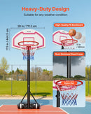 VEVOR pārnēsājams basketbola statīvs ar regulējamu augstumu 1,6–2,1 m, bērnu basketbola grozs ar neilona tīklu un riteņiem, pārnēsājams vairoga komplekts terasēm un baseina zonai