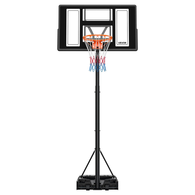 VEVOR pārvietojams basketbola statīvs ar augstuma regulēšanu 1,35–3,05 m, basketbola groza sistēma ar iebūvētiem riteņiem bērniem, pusaudžiem un pieaugušajiem piebraucamajiem ceļiem un baseina zonām
