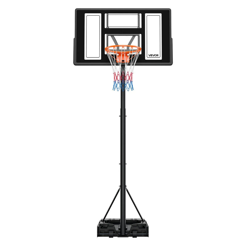 VEVOR pārvietojams basketbola statīvs ar augstuma regulēšanu 1,35–3,05 m, basketbola groza sistēma ar iebūvētiem riteņiem bērniem, pusaudžiem un pieaugušajiem piebraucamajiem ceļiem un baseina zonām