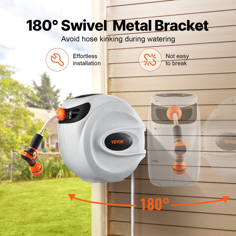 Izbīdāms dārza šļūtenes turētājs, 13 mm × 40 m, sienas stiprinājums