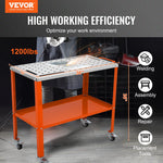 VEVOR Metināšanas Galda 915 x 457 mm, 544 kg Slodzes Iespēja, 2 Slāņi, Pārnēsājams ar Bremzējošiem Riteņiem, 4 Instrumentu Slotas, 15 mm Piestiprināšanas Caurumi