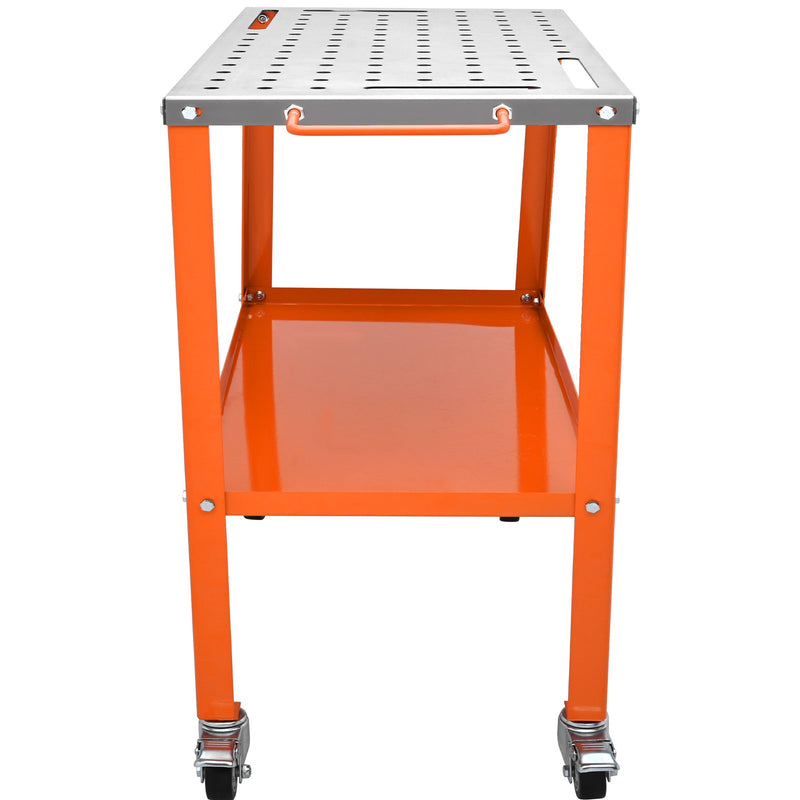 VEVOR Welding Table 915 x 457 mm, 544 kg Load Capacity, 2 Layers, Portable with Brake Wheels, 4 Tool Brooms, 15 mm Fixing Holes