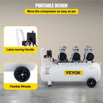 VEVOR gaisa kompresors 80 L, īpaši kluss, bez eļļas, 2,2 kW, zema trokšņa līmeņa, droša solenoīda vārsta aizsardzība