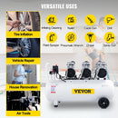VEVOR gaisa kompresors 80 L, īpaši kluss, bez eļļas, 2,2 kW, zema trokšņa līmeņa, droša solenoīda vārsta aizsardzība