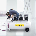 VEVOR gaisa kompresors 80 L, īpaši kluss, bez eļļas, 2,2 kW, zema trokšņa līmeņa, droša solenoīda vārsta aizsardzība