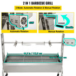 VEVOR rotējošais grils, nerūsējošā tērauda BBQ iesma grils cūkai un jēram līdz 59,9 kg, cepšanas kaste ar 40 W motoru, regulējamu augstumu un bloķējamiem riteņiem, āra kempingam, ballītēm un ugunskura BBQ